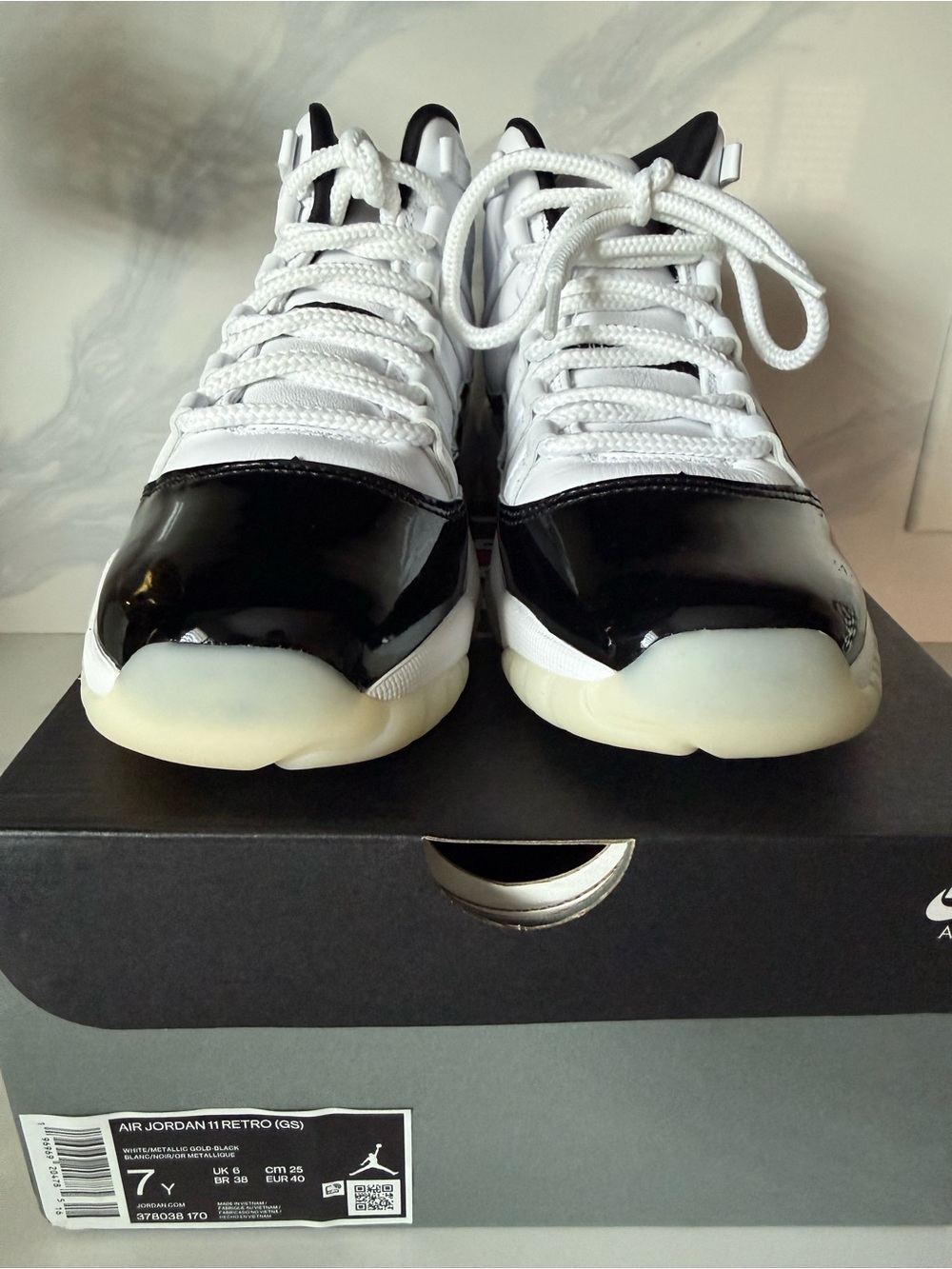 Nike Kids' Sneakers in White and Black - Glossy Patent Toe